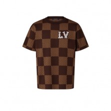 루이비통 다미에 크루넥 크리스탈 LV 패치 시에나 반팔 티셔츠